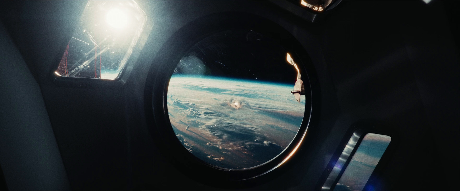 a view of the earth through an airplane window