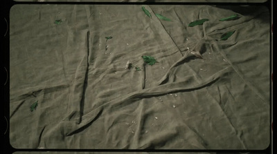 a piece of cloth with green paint on it