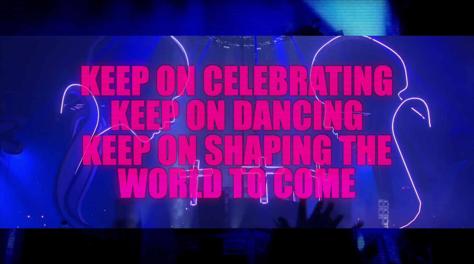 a sign that says keep on celebrating keep on dancing keep on shaping the world to