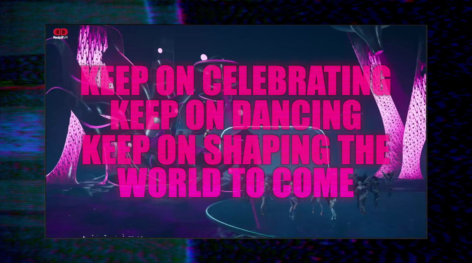 a pink neon sign that reads keep on celebrating keep on dancing keep on shaping the