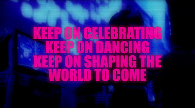 a tv screen with the words keep on celebrating keep on dancing keep on shaping the