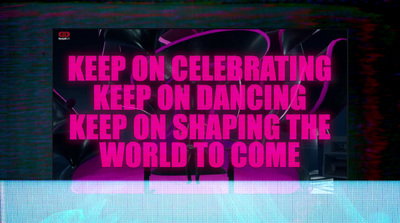 a sign that says keep on celebrating keep on dancing keep on shaping the world to